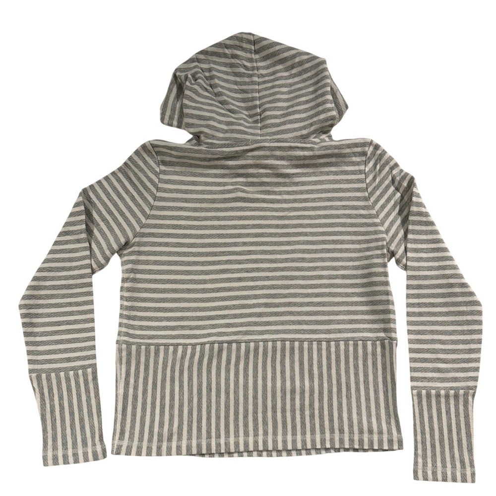 J.Crew Womens Striped Cotton‎ French Terry Hoodie Gray White C5960 Size S NWT - Picture 2 of 7